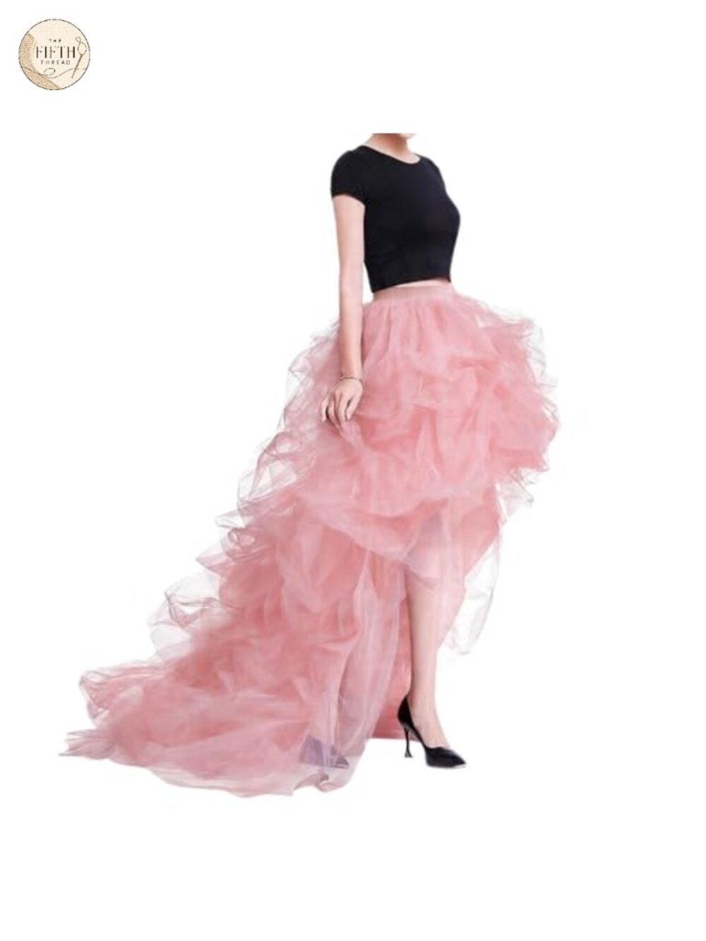 High Low Ruffled Tulle Skirt Long Back Hem Party Evening
